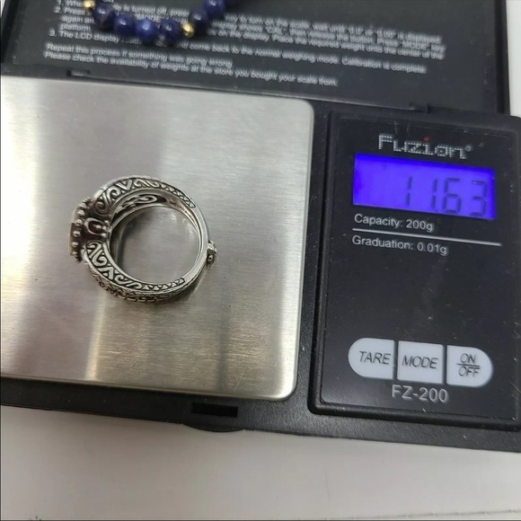 925 SS and 18K gold flower and 1.60CT garnet ring - Picture 12 of 16